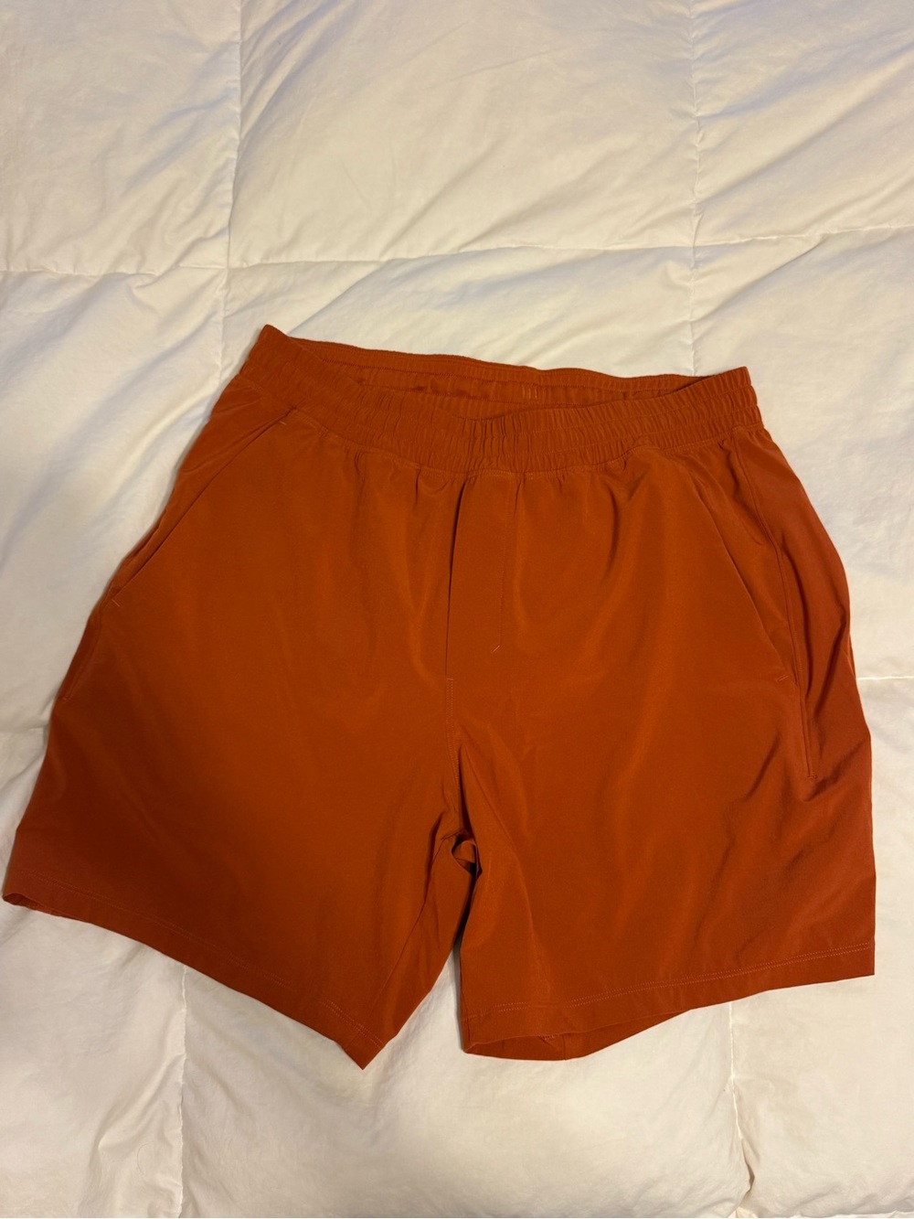 Lululemon Pace Breaker Shorts Size L In Orange Linerless 7inch Inseam